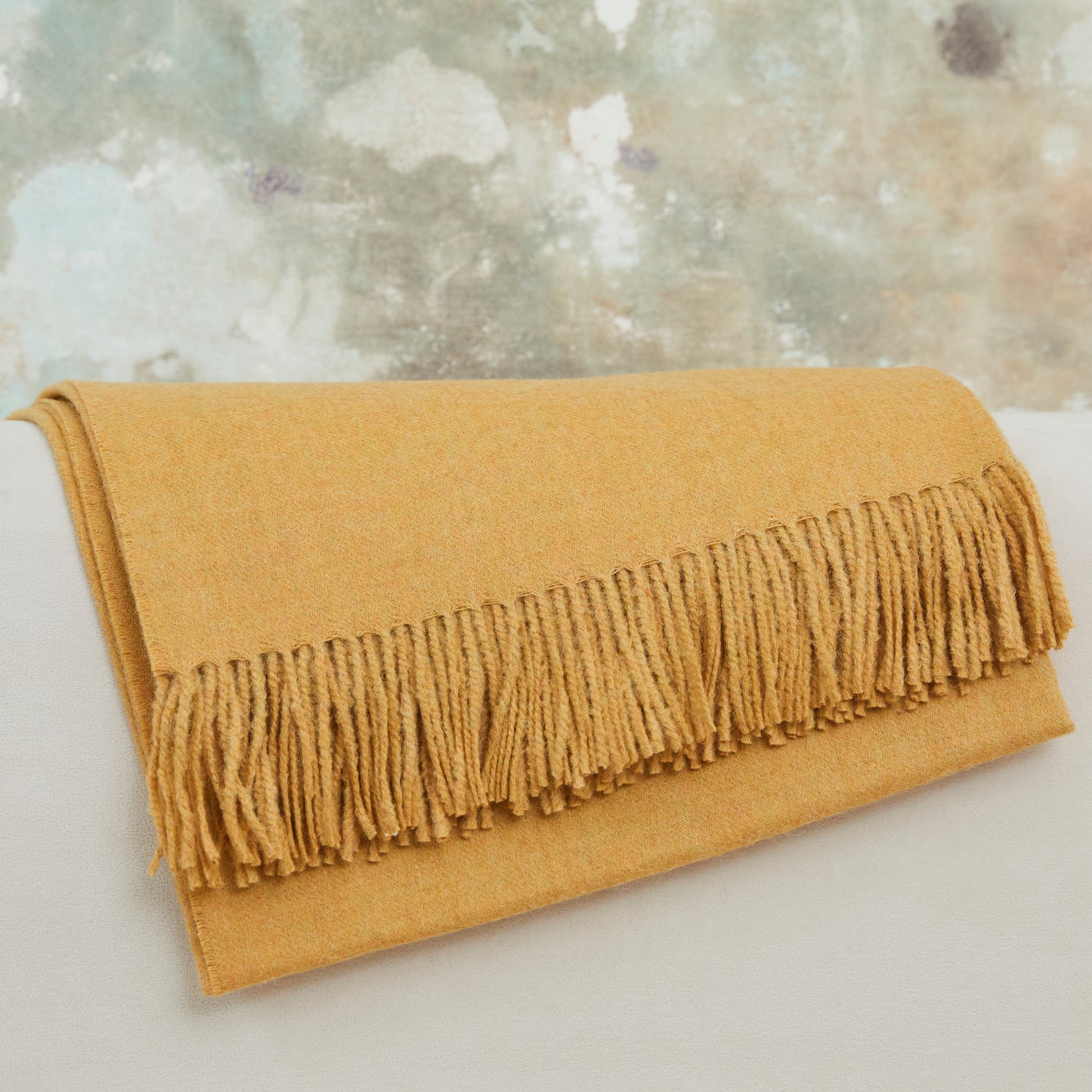 Decke aus 100 % Baby-Alpakawolle – Senfgelb