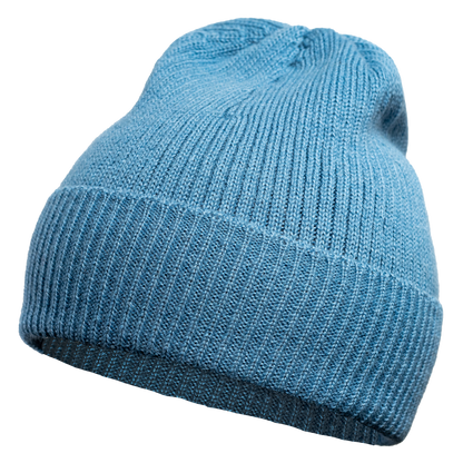 Mütze aus 100 % Baby-Alpakawolle - Eisblau
