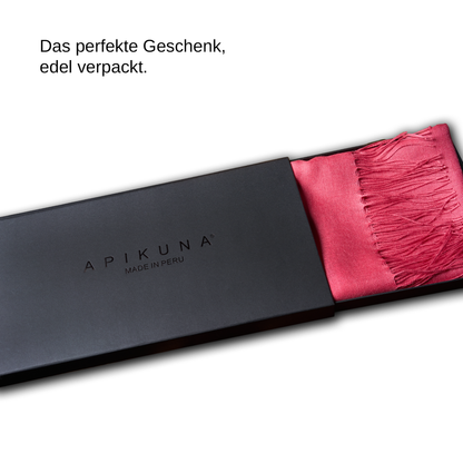 Pashmina 70% Baby-Alpakawolle & 30% Seide Korallenrot