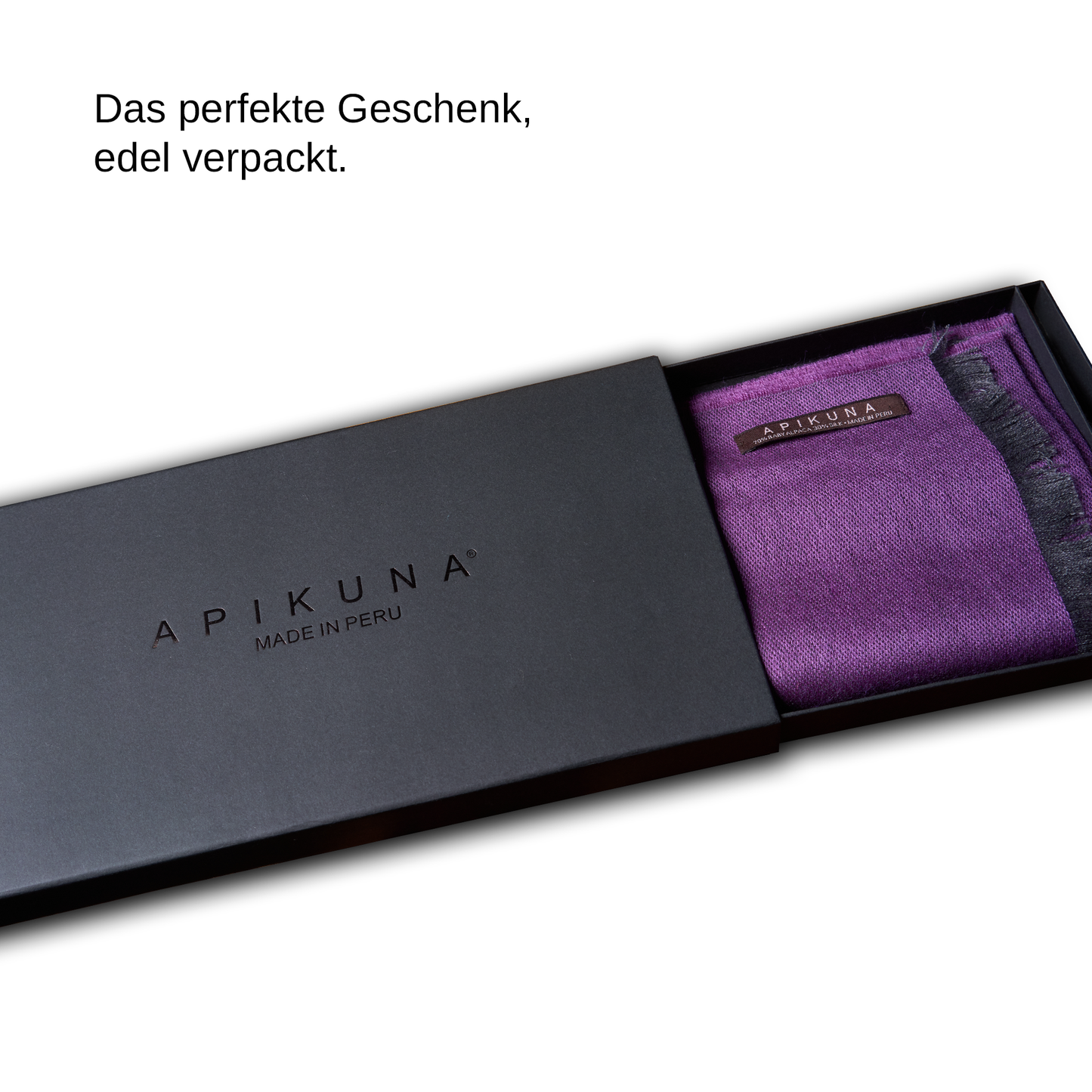 Doubleface-Pashmina aus 70 % Baby-Alpakawolle & 30 % Seide - Lila