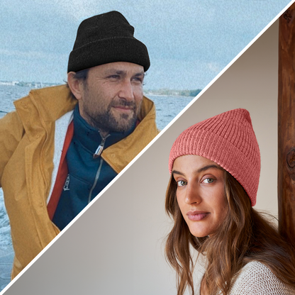 Mütze aus 100 % Baby-Alpakawolle - Korallenrot