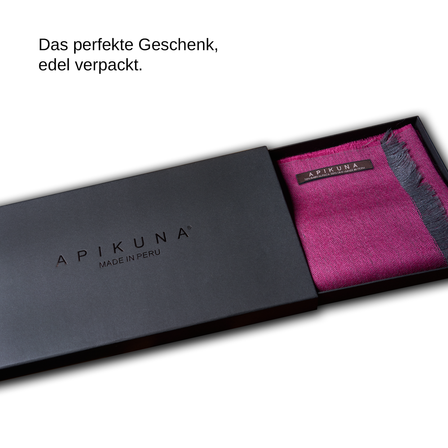 Doubleface-Pashmina aus 70 % Baby-Alpakawolle & 30 % Seide - Beere