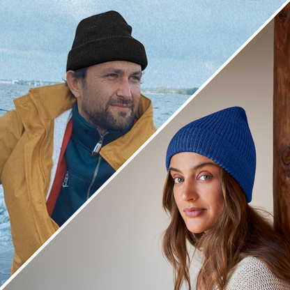 Mütze aus 100 % Baby-Alpakawolle - Blau