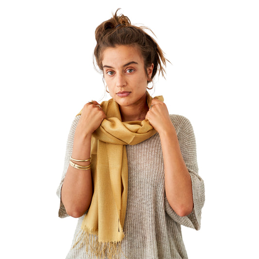 Pashmina 70% Baby-Alpakawolle & 30% Seide Goldgelb