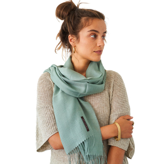 Pashmina 70% Baby-Alpakawolle & 30% Seide Mintgrün