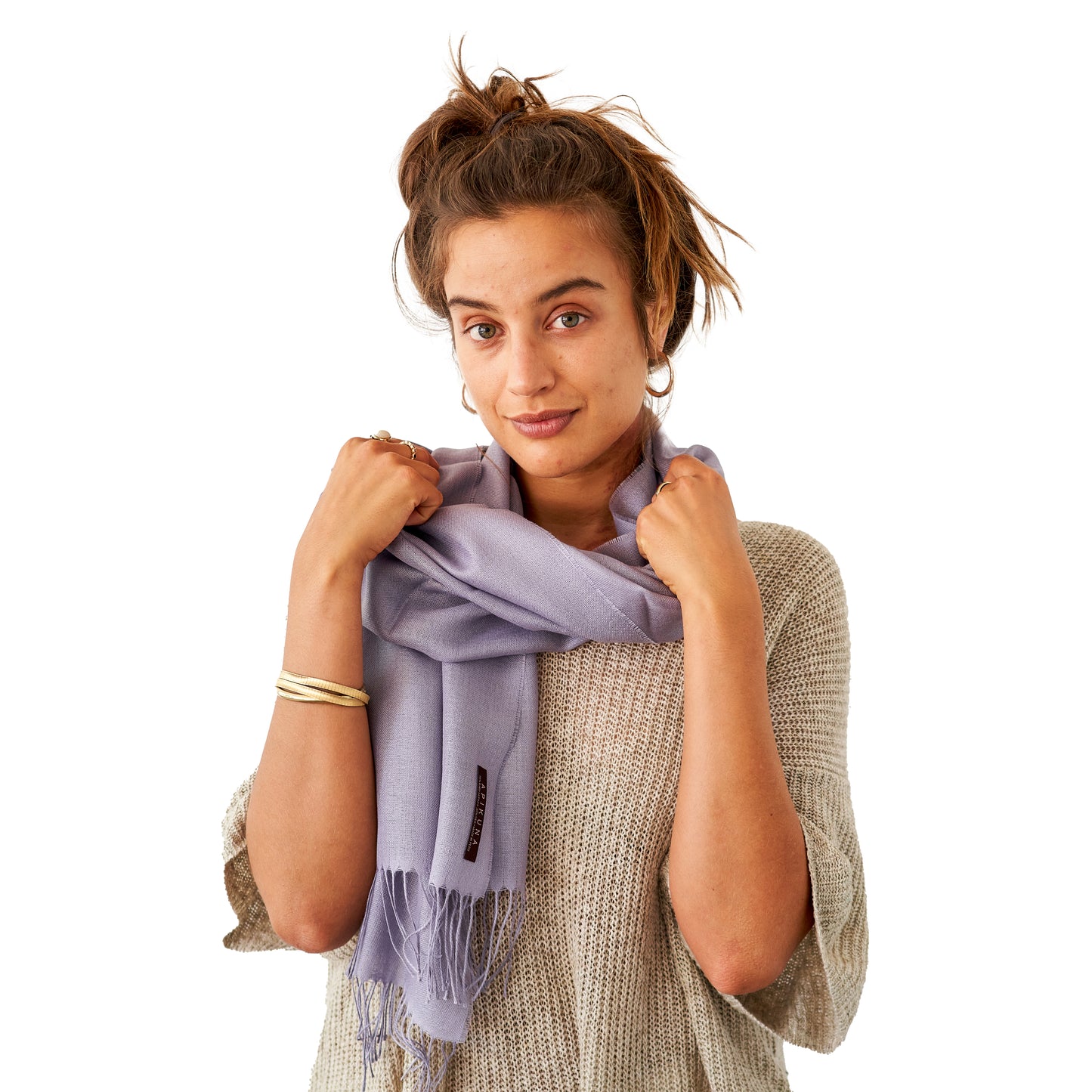 Pashmina 70% Baby-Alpakawolle & 30% Seide Flieder