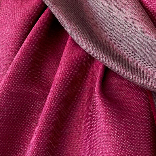 Doubleface-Pashmina aus 70 % Baby-Alpakawolle & 30 % Seide - Beere