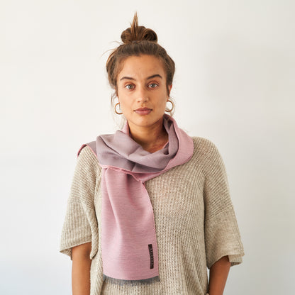 Doubleface-Pashmina aus 70 % Baby-Alpakawolle & 30 % Seide - Rosa