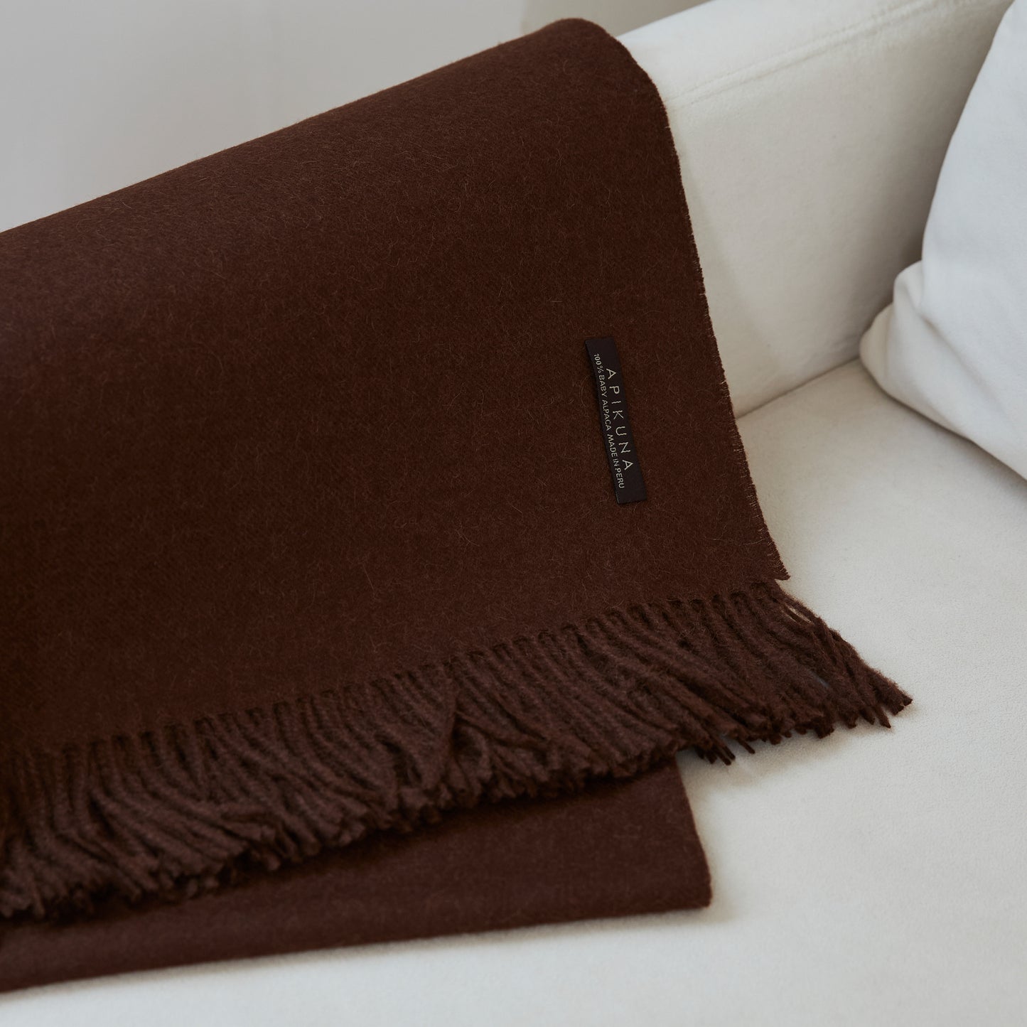 Decke aus 100 % Baby-Alpakawolle – Dunkelbraun