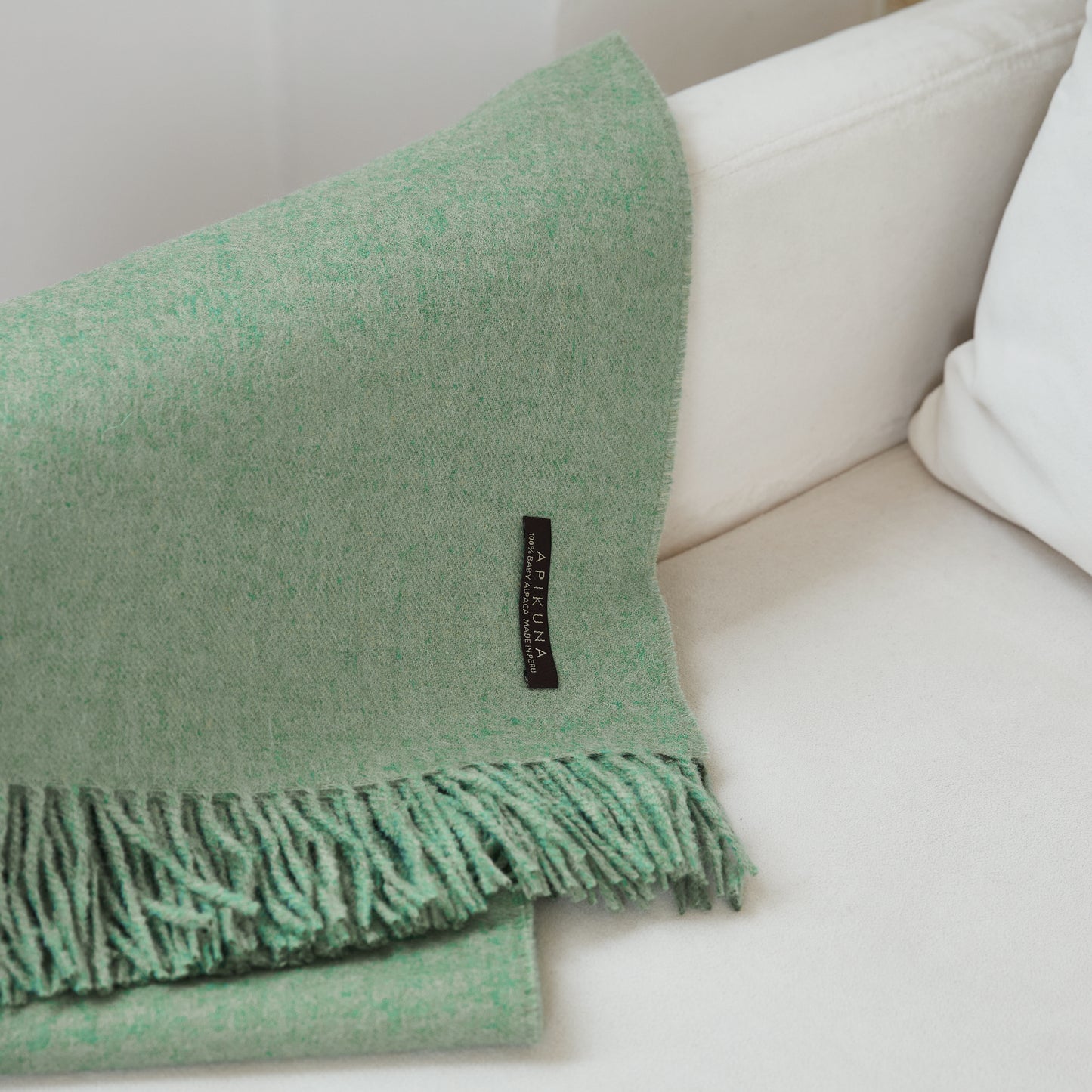 Decke aus 100 % Baby-Alpakawolle – Grün