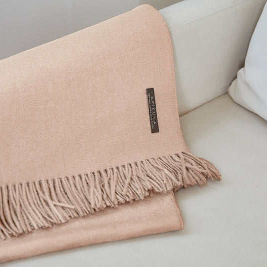 Decke aus 100 % Baby-Alpakawolle – Beige
