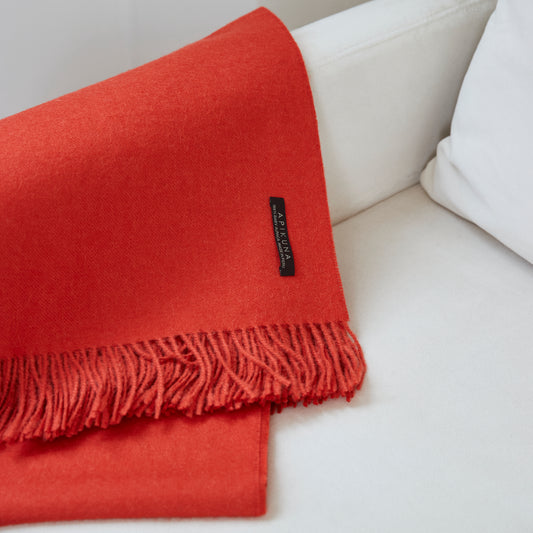 Decke aus 100 % Baby-Alpakawolle – Orange