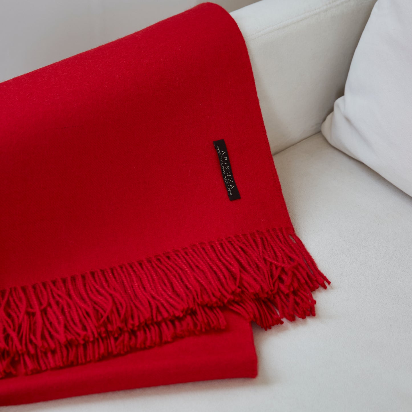 Decke aus 100 % Baby-Alpakawolle – Rot