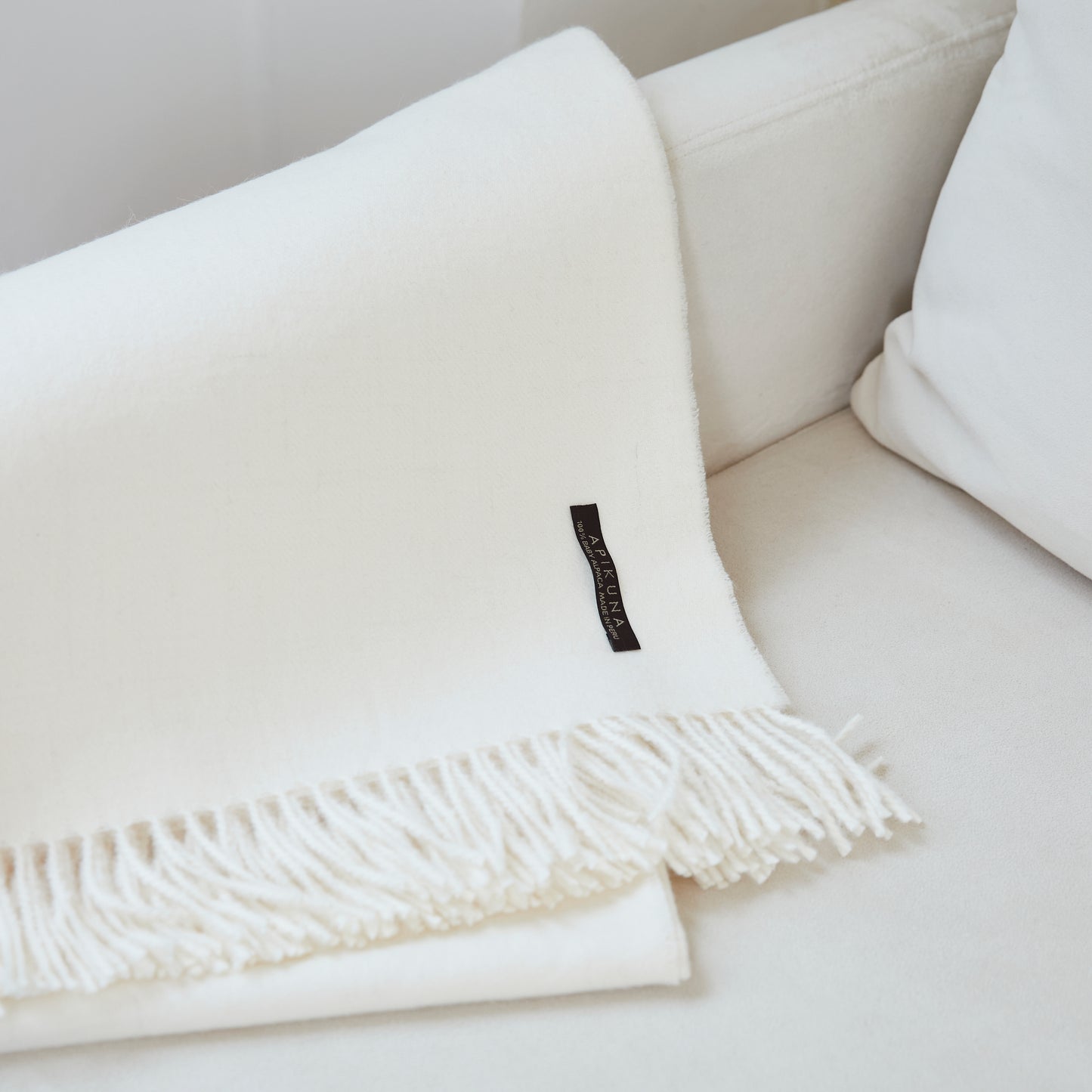 Decke aus 100 % Baby-Alpakawolle – Weiß