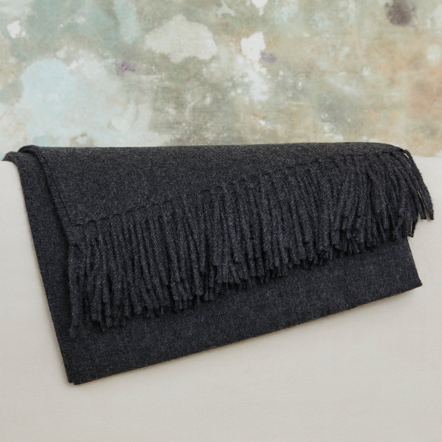 Decke aus 100 % Baby-Alpakawolle – Dunkelgrau