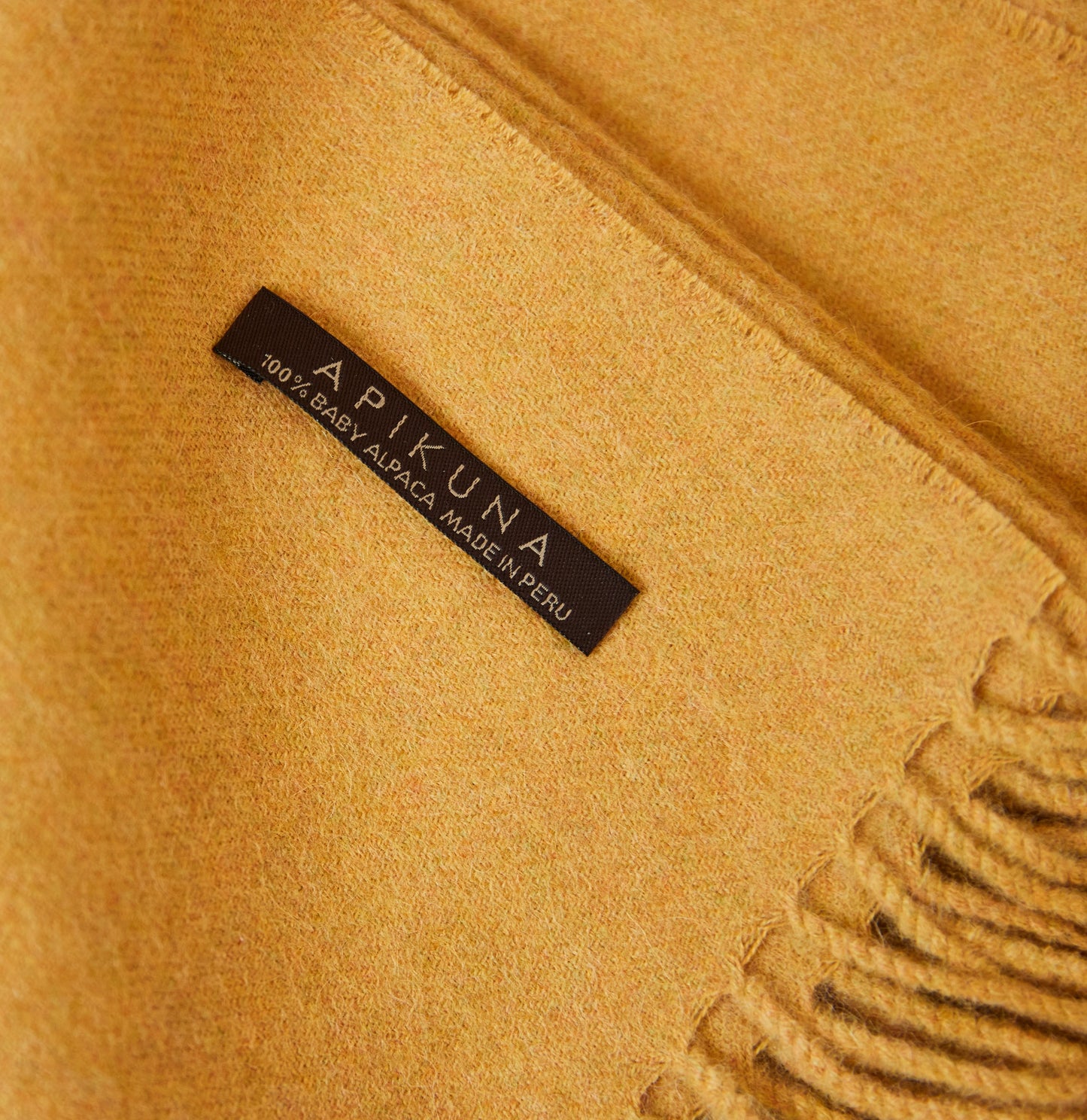 Decke aus 100 % Baby-Alpakawolle – Senfgelb