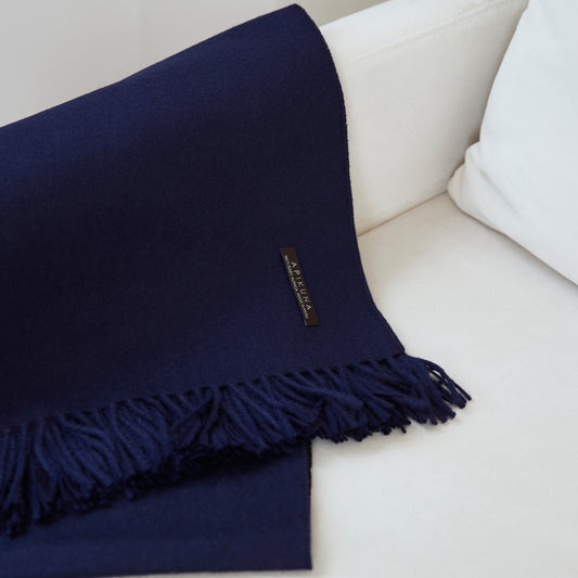 Decke aus 100 % Baby-Alpakawolle – Blau