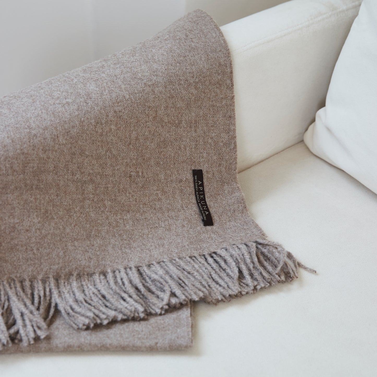 Decke aus 100 % Baby-Alpakawolle – Hellbraun