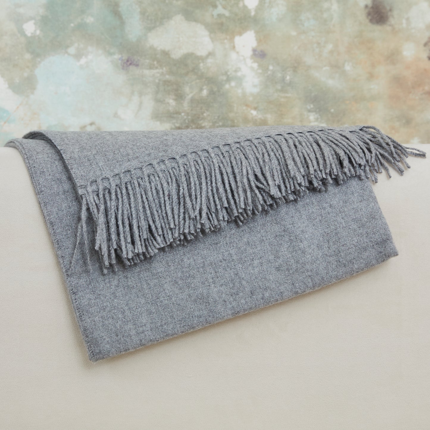 Decke aus 100 % Baby-Alpakawolle – Hellgrau