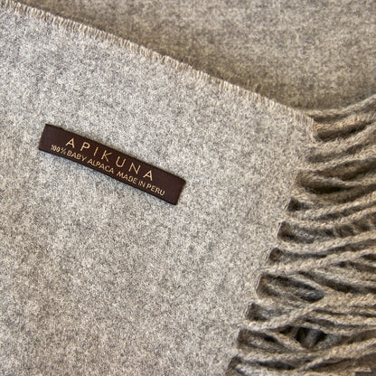 Decke aus 100 % Baby-Alpakawolle – Hellgrau