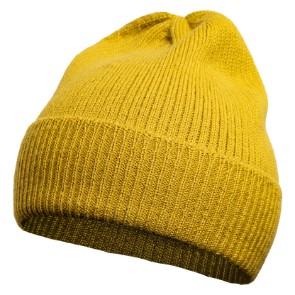 Mütze aus 100 % Baby-Alpakawolle - Goldgelb