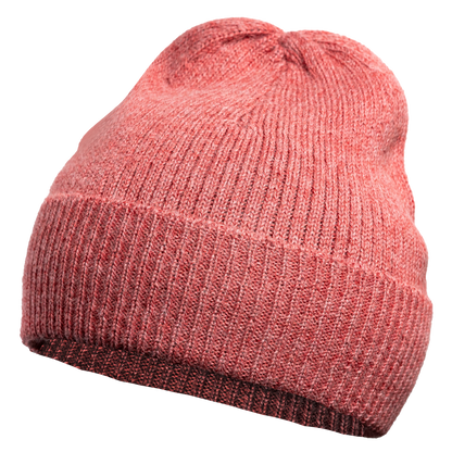 Mütze aus 100 % Baby-Alpakawolle - Korallenrot