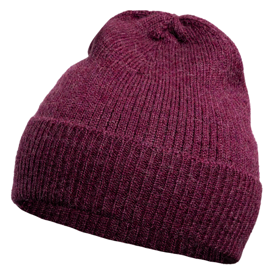 Mütze aus 100 % Baby-Alpakawolle - Weinrot