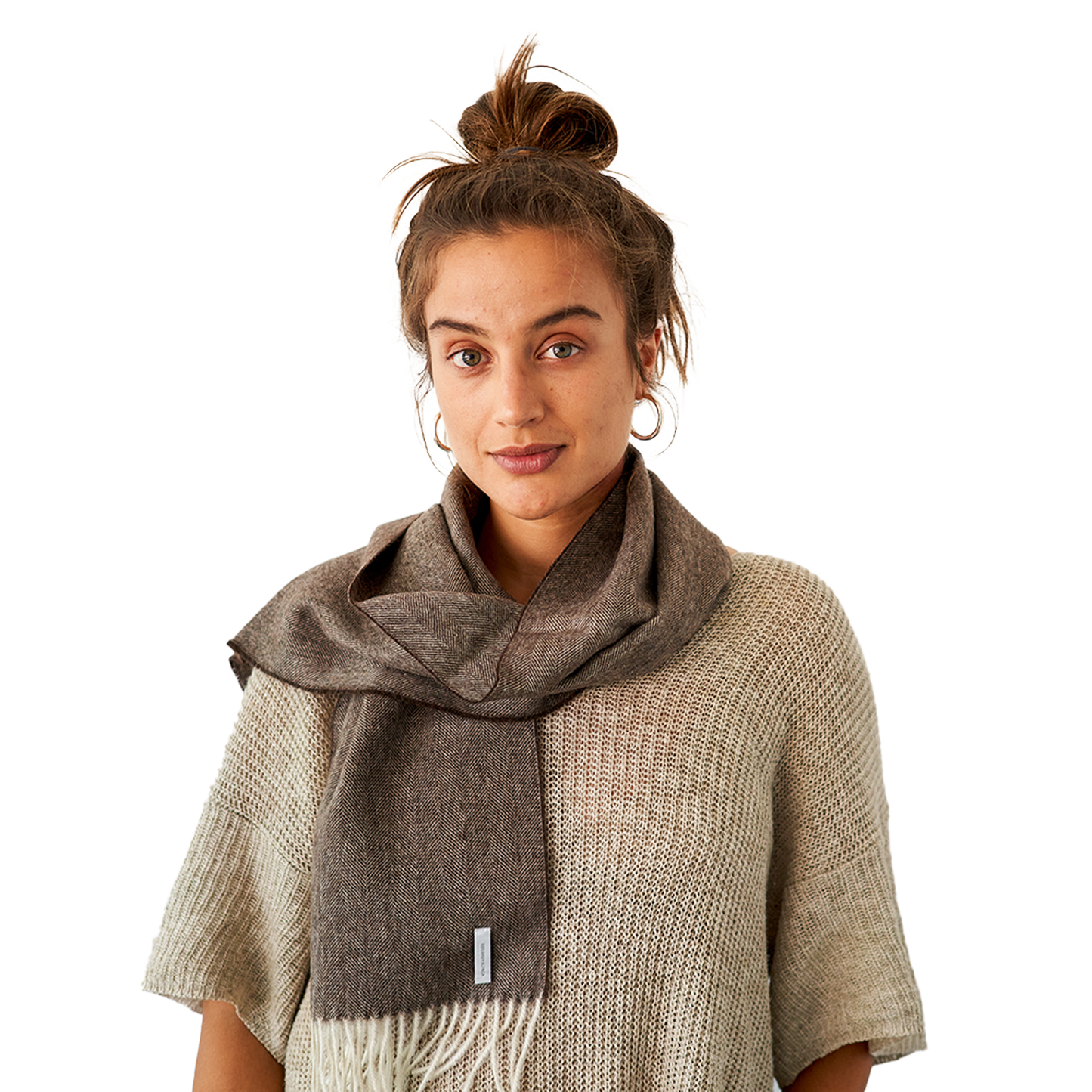 Schal aus 100 % Baby-Alpakawolle – Dunkelbraun