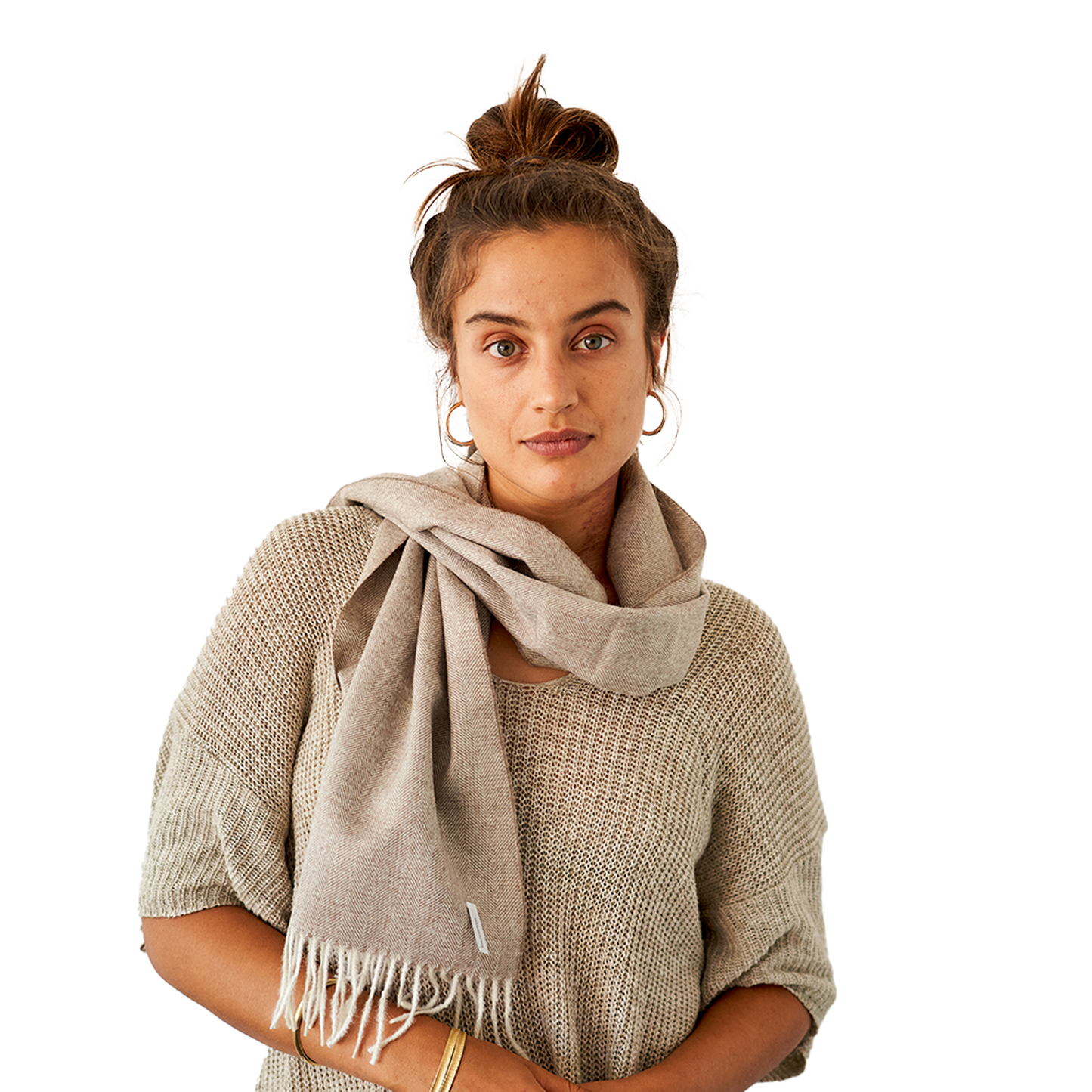 Schal aus 100 % Baby-Alpakawolle – Beige