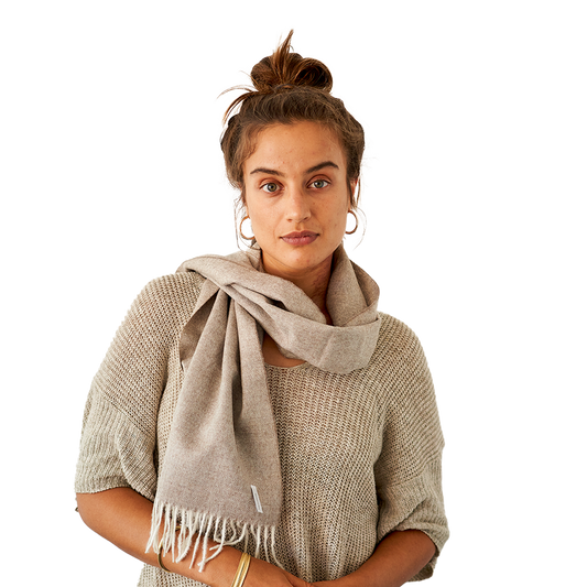 Schal aus 100 % Baby-Alpakawolle – Beige