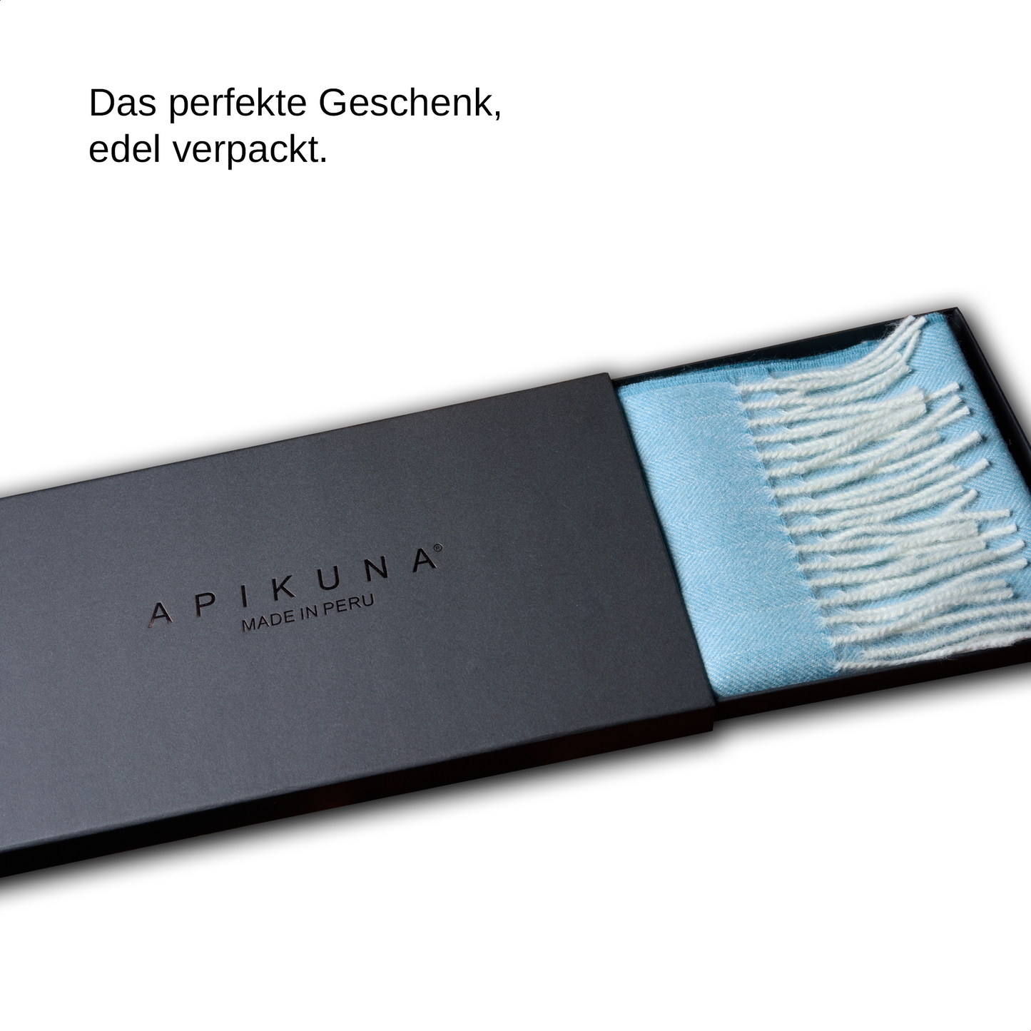 Schal aus 100 % Baby-Alpakawolle – Hellblau