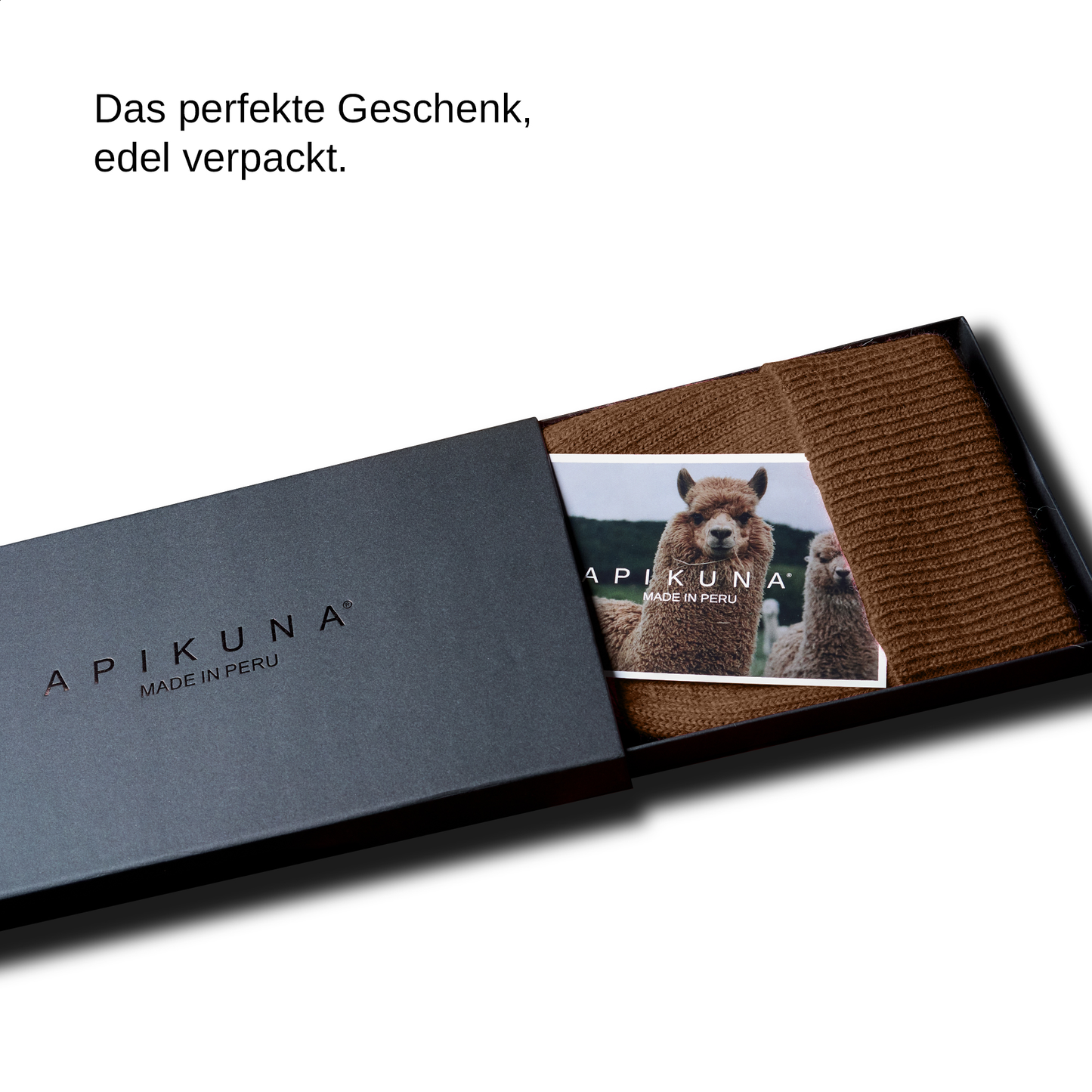 Mütze aus 100 % Baby-Alpakawolle - Dunkelbraun