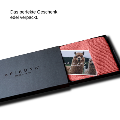 Mütze aus 100 % Baby-Alpakawolle - Korallenrot