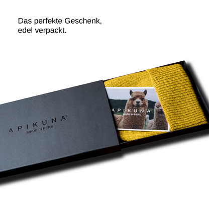 Mütze aus 100 % Baby-Alpakawolle - Goldgelb