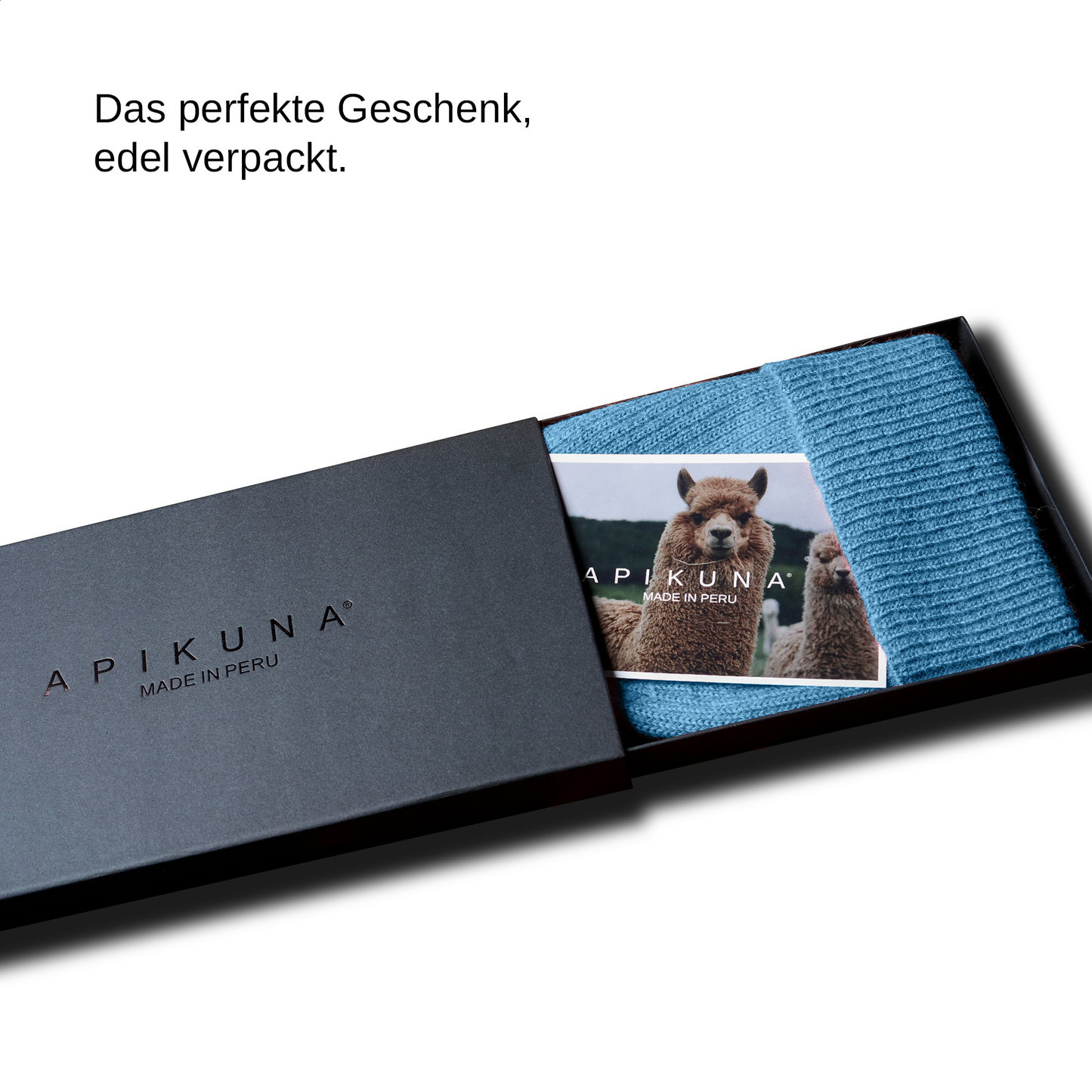 Mütze aus 100 % Baby-Alpakawolle - Eisblau