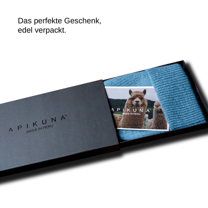 Mütze aus 100 % Baby-Alpakawolle - Eisblau